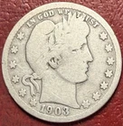 1903-S Barber Quarter. Free Shipping