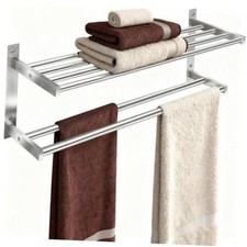 Towel Racks for Bathroom 24 inch, 2 Tier 2 Tier-Double Bars Brushed Nickel