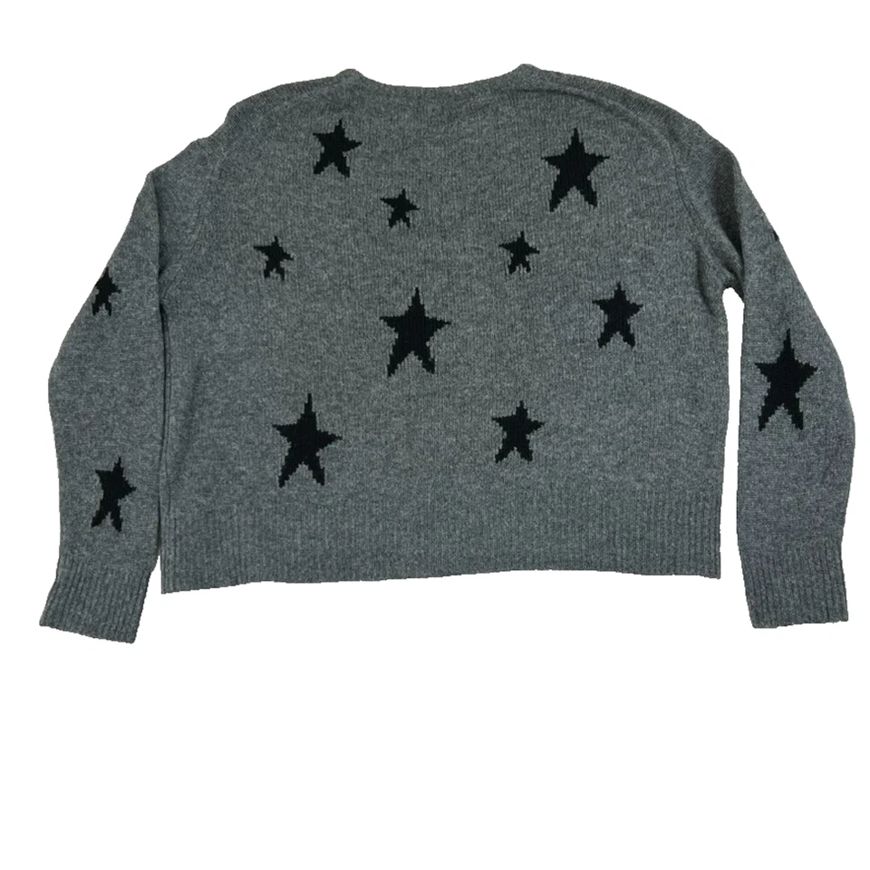 Suéter ACROBAT Para Mujer Talla S Lana Cachemira Estampado Estrellas Pullover Gris Foto 3 de 4