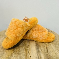 UGG Womens Size 6 Oh Yeah Fluff Slides California Poppy Orange EUC