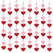 8 Pack Felt Heart Garland, Valentines Day Decorations-No DIY Red Pink White H...