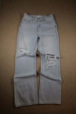 Vervet Baggy Jeans Light Wash Wide Leg High Rise Women's 29 Stretch Distressed