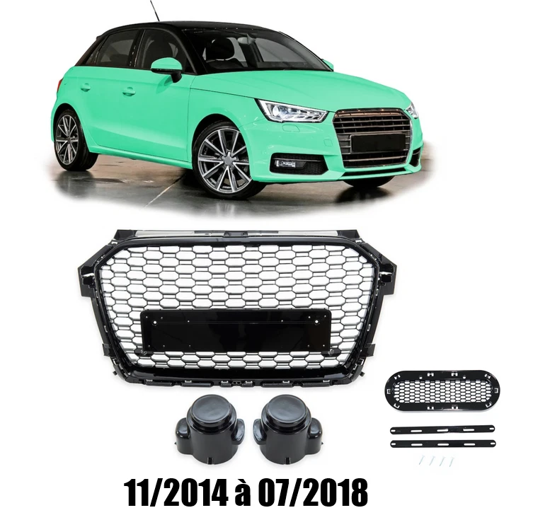 DEPO Calandre noir brillant pour AUDI A1 et S1 8X phase 2 de 11/2014 à07/2018 look RS