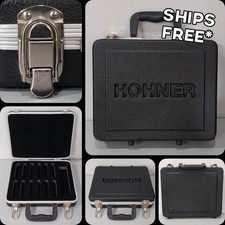 Hohner Hard Clamshell Folding Case - C12 Harmonica Padded Travel Latches CLEAN