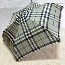 BURBERRY Nova Check Green Folding Umbrella Compact Polyester Fashion Unisex Used