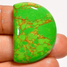 27.5 Ct Stabilized Green Copper Turquoise D Cabochon Loose Gemstone 31X22X6 mm