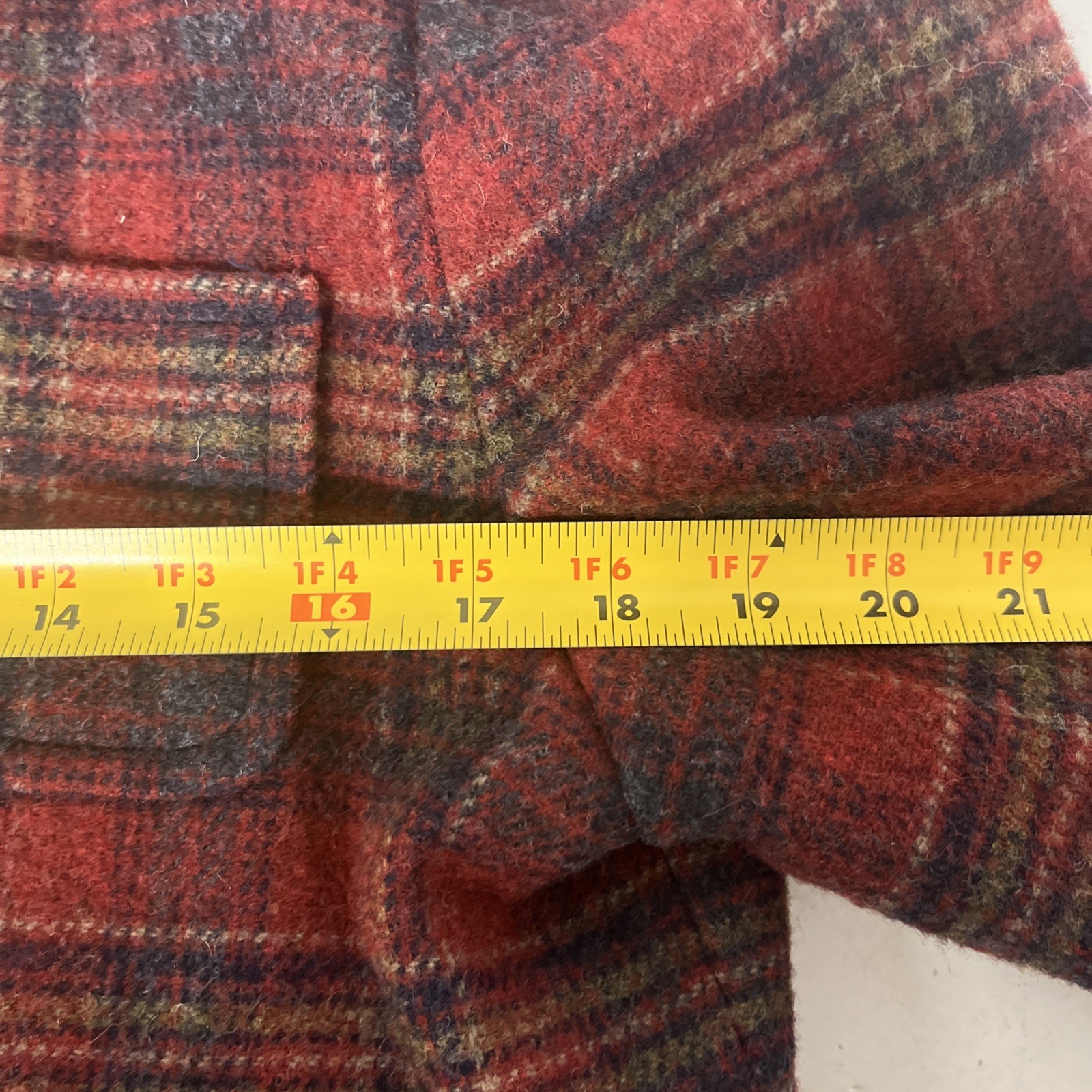 Pendleton Plaid Red Virgin 100% Wool Button shack… - image 11