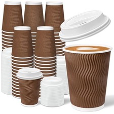 Charmount 100 Pack 12 oz Brown Disposable Insulated Coffee 12oz-100,