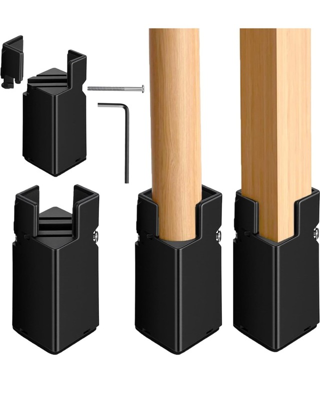 4 Pack Adjustable Bed Risers Furniture Risers with Screw Clamp | BLACK | 4 In