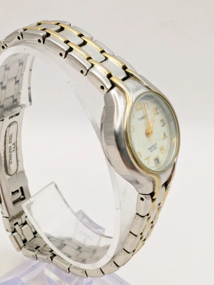 Reloj Timex Honeycomb Indiglo Mujer Dos Tonos Mantiene Hora/Fecha Nueva Batería Regalo Foto 2 de 4