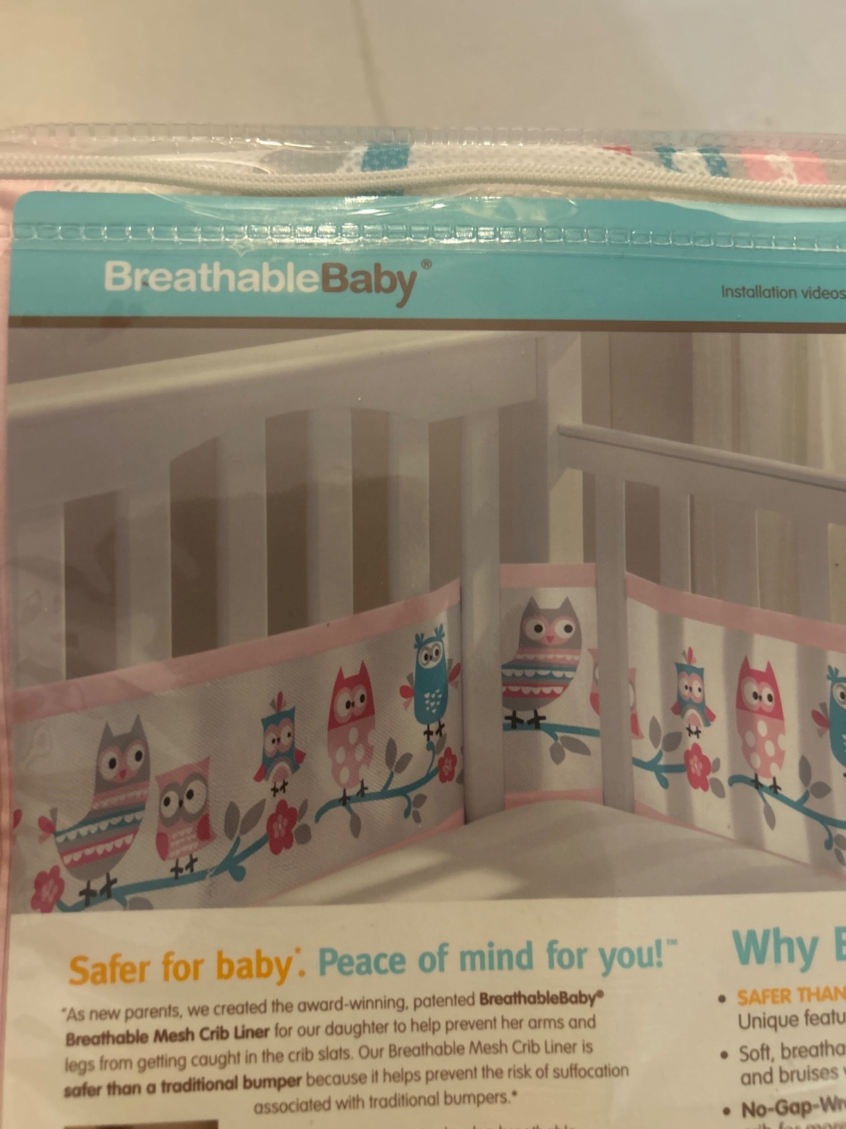 BreathableBaby Breathable Mesh Crib Liner Pink Max Air Flow Fits Most Cribs-New