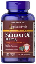 Puritan's Pride Omega-3 Salmon Oil 1000 mg 210 mg Active Omega-3 -120 Softgels