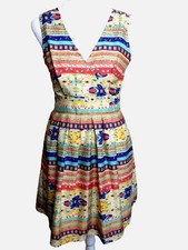 Maison Jules Sleeveless Fit Flare Colorful Dress Size Small