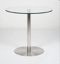 Round Glass Dining Table 80cm Tempered Top Chrome Base 2-4 Seater Modern