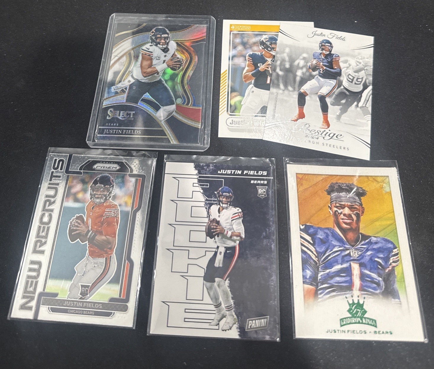 Justin Fields Football Card Lot (6) Rookies Color Prizm Parallel Die Cut RC's
