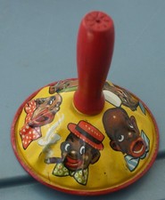 Antique 1920s Tin Bell Red Handle Noisemaker Black Americana Artwork T Cohn Inc