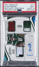 2021 PANINI ABSOLUTE MATERIALS AUTO-SPCTRM #214 ELIJAH MOORE 76/99 PSA 7 AUTO 10