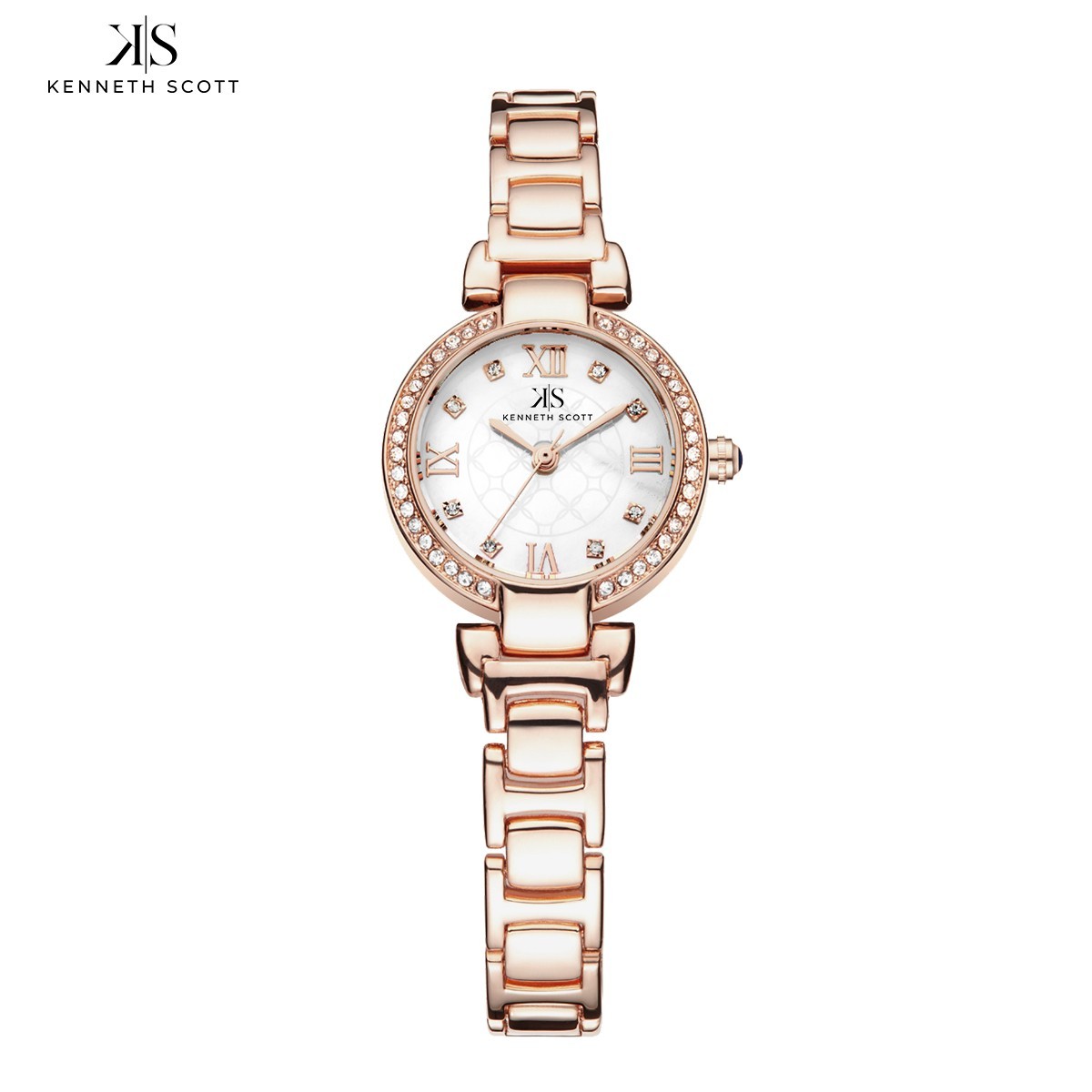 Kenneth Scott Women’s Analog Casual Watch | White Dial, Rose Gold Case & Strap