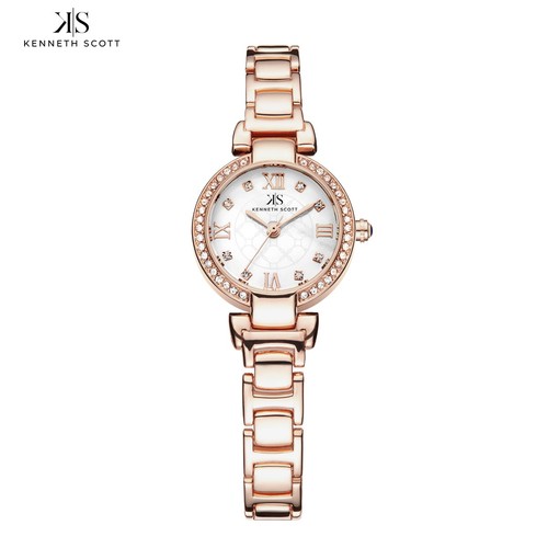 Kenneth Scott Women’s Analog Casual Watch | White Dial, Rose Gold Case & Strap