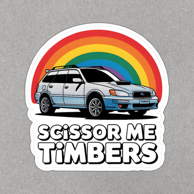 #ad Subaru Wagon Sticker Scissor Me Timbers Fun Rainbow Design Car #9080 $3.00