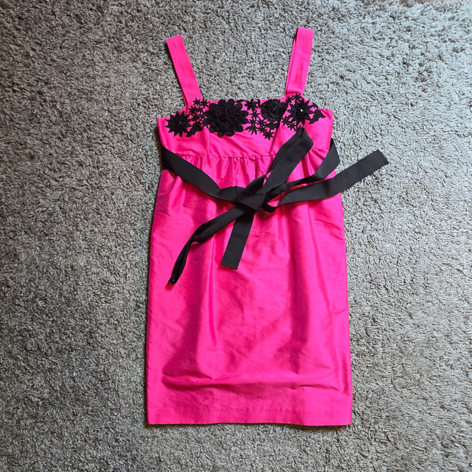 Abito Cocktail PAROSH 100% Seta Fucsia Pizzo Macramè Pietre Made in Italy Tg. M