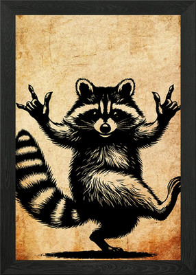 Waschbär Rock and Roll Gerahmtes Wandbild Poster Leinwanddruck Bild