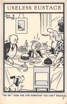 JACK GREENALL Comic Postkarte Useless Eustace 4 Karten Unbeschriftet A