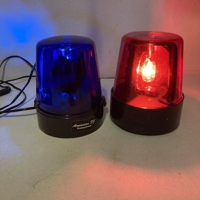 2 DJ Style Flashing Lights One Red One Blue 120 Volt Plug In . B7