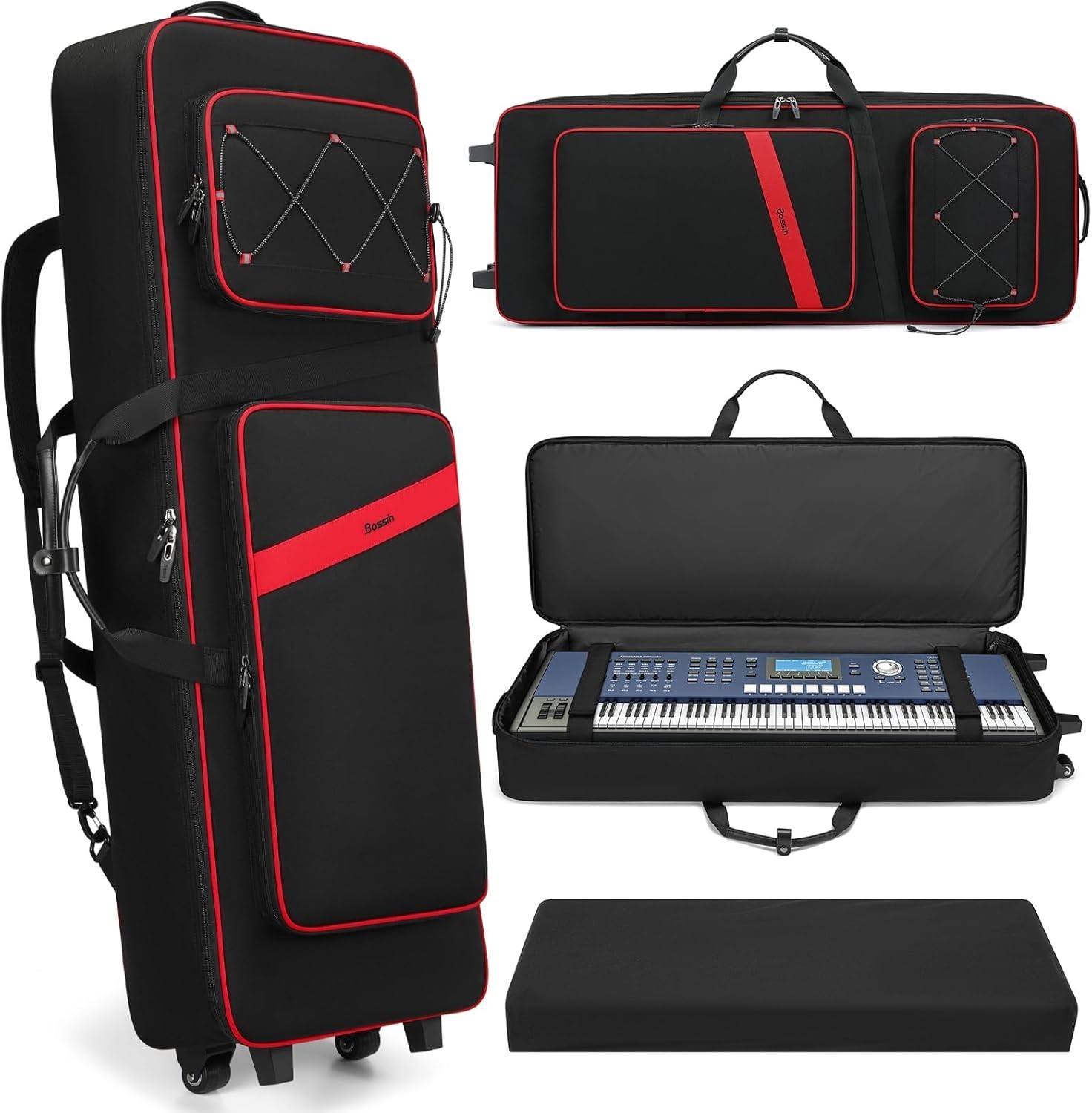61 Key Keyboard Case with Wheels, Internal Size: 41.7"x 14.5