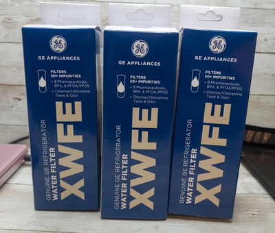 #ad 3 Pack Genuine GE XWFE Refrigerator Water Filter OEM Replacement XWF SEALED $79.65