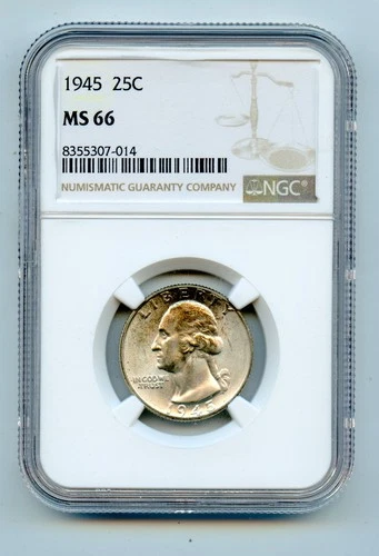 1945 Silver Washington Quarter 25c NGC MS66