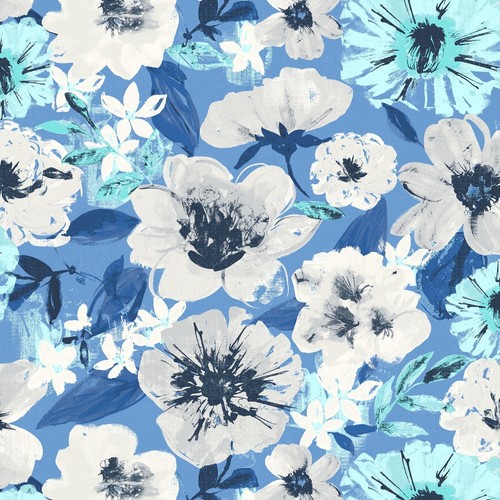37" L x 19.5" W Blue Floral 1 Piece Rectangle Outdoor Chair Cushion - Picture 4 of 5