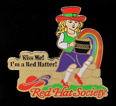 Red Hat Society Lapel Pin Kiss Me I M A Red Hatter Gold Willabee