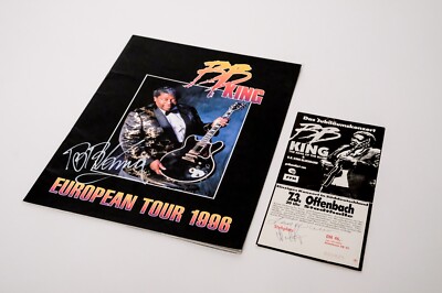 Original Autogram B.B. King + Band, Hochglanzbroschüre 1996 Europatour, einmalig