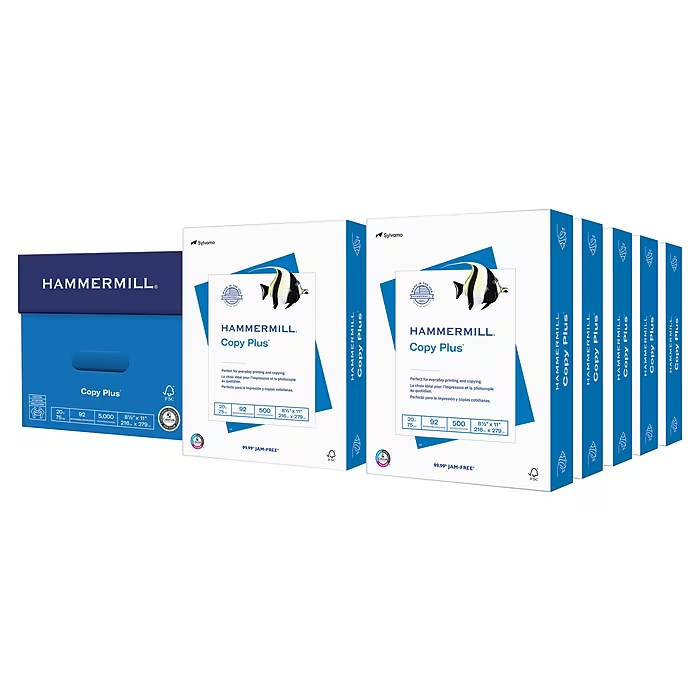 Hammermill Copy Plus 20lb 8.5x11 Bright White 5000 Sheets  