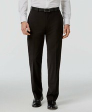  190 Calvin Klein Men's Black X Slim-Fit Wool Flat-Front Dress Pants 34W 32L