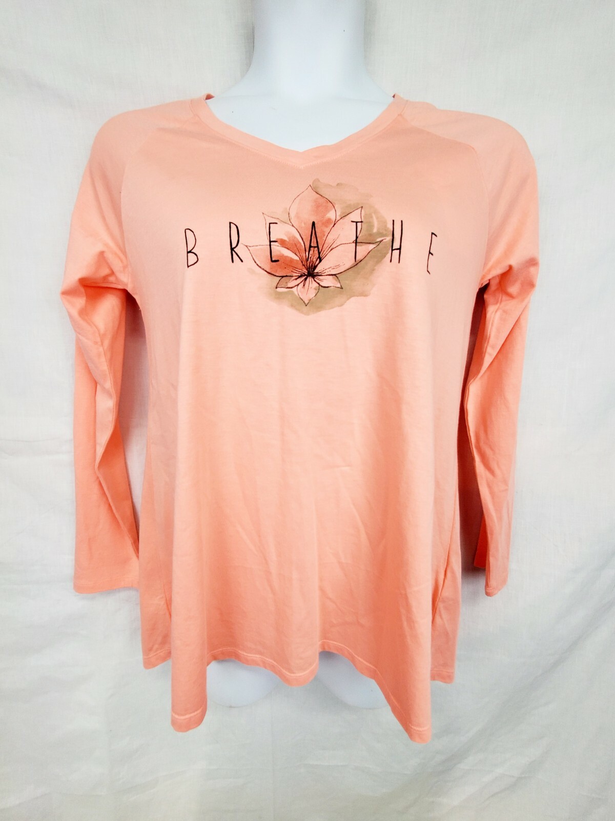 Life Is Good Sleep Shirt Size S Womens Coral Long Sleeve Tee Breathe eBay