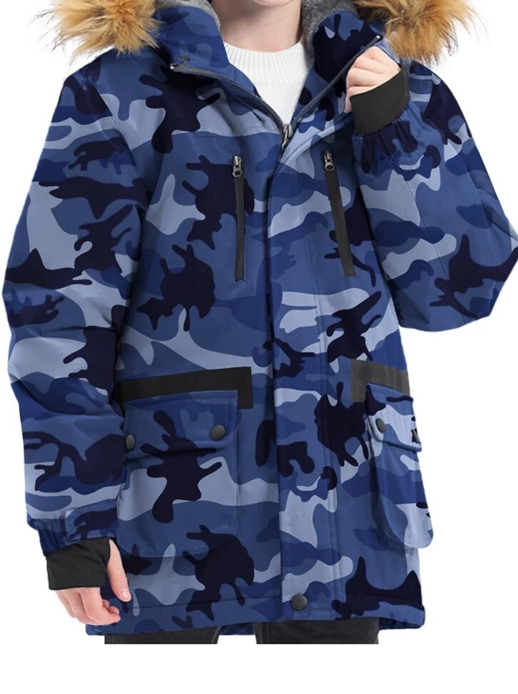 Boy's Winter Waterproof Ski Snow Jacket Hooded Fleece Windproof Jacket