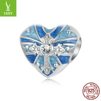 Daily Trendy 925 Sterling Silver Heart Cross Bead Charm Fit
