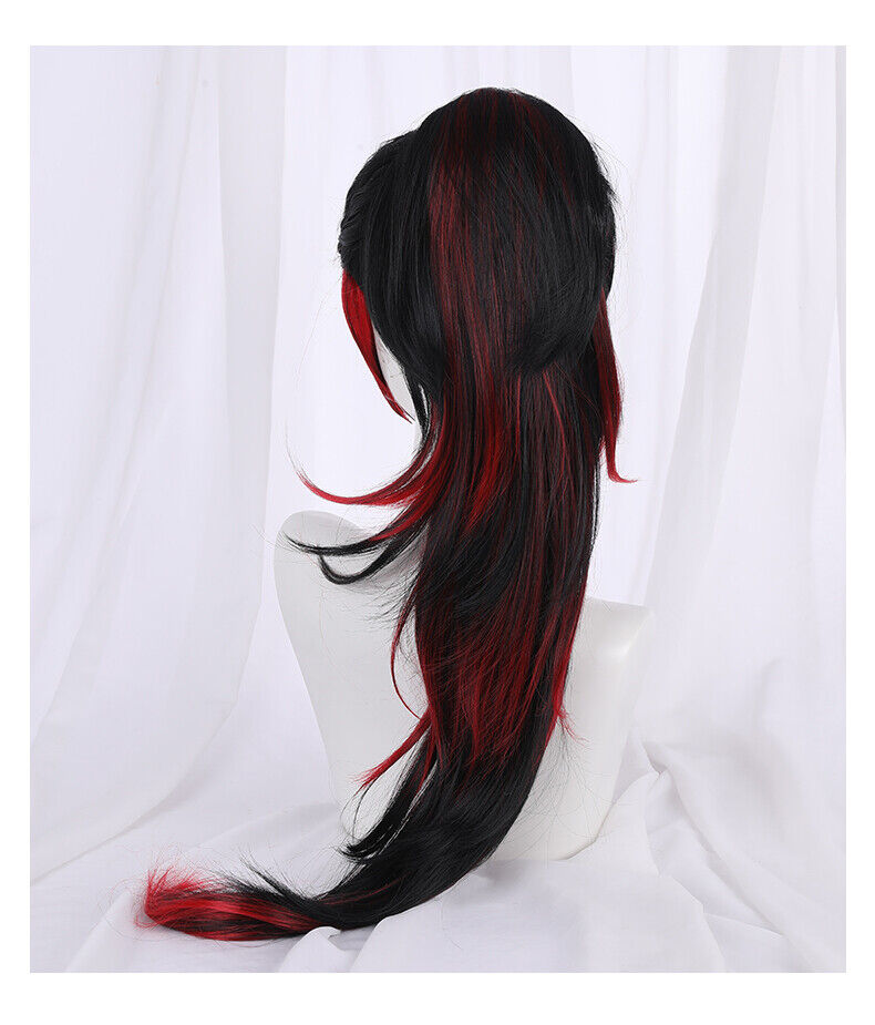 Demon Slayer: Kimetsu no Yaiba Tsugikuni Yoriichi Cosplay Perucas de alta  temperatura Fibra Preto e Vermelho Cabelo Com cap cabelo livre - AliExpress