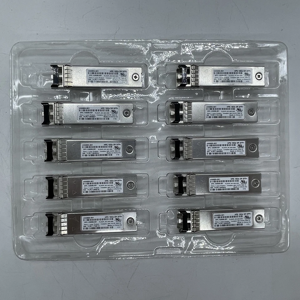 10 Stück - HP 10Gb SR SFP+ Transceiver 455883-B21 455885-001 456096-001 850nm