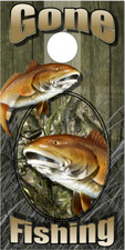 Red Fish Gone Fishing Camo LAMINATED Cornhole Wrap Bag Toss Skin Decal Sticker