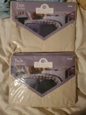 Jubilee twin fitted and flat sheet 180 Thread Count Tan 50/50 Mix Made in USA F6
