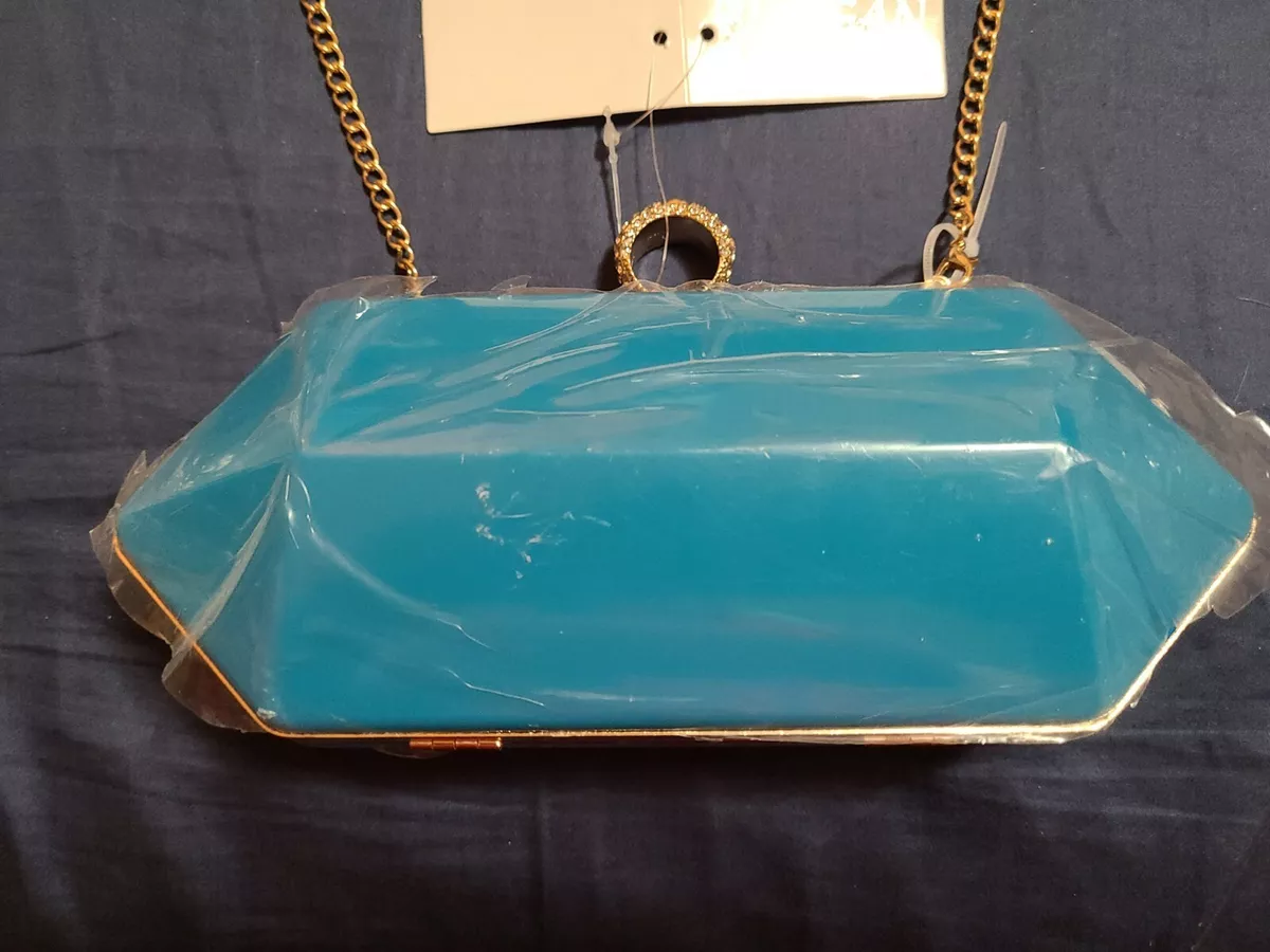 Teal clutch shop bag new look