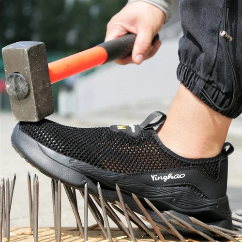 Neu Herren Leichte SommerArbeitsschuhe Stahlkappe Atmungsaktiv Sicherheitsschuhe - Bild 4 von 26