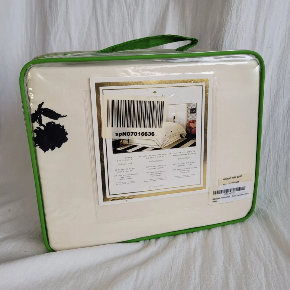 Kate Spade 全/女王皮埃蒙特公园被套奶油色/黑色极简主义床上用品 — 第 2/4 张图片