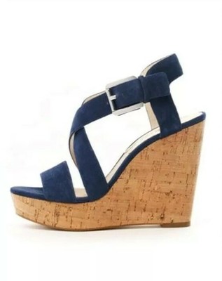 michael kors blue wedge sandals