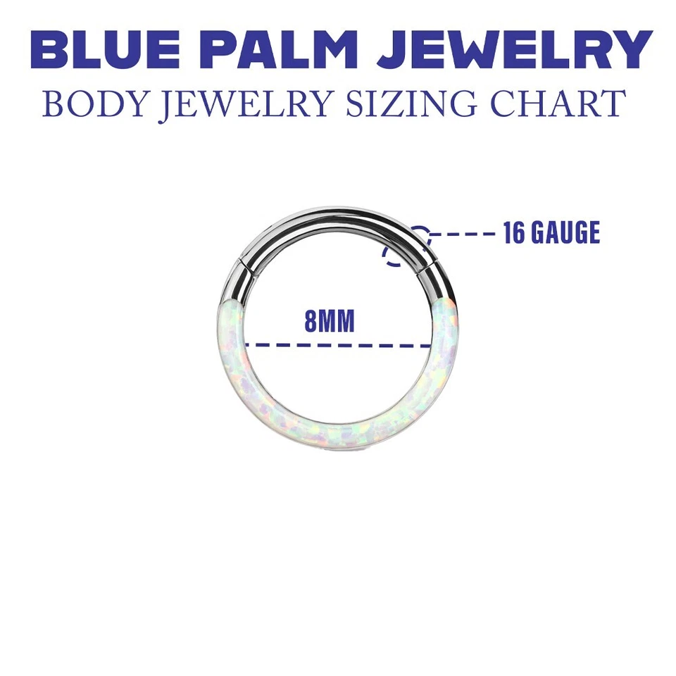 1 16 GA 5/16" Ópalo Blanco Pendiente Frontal Ópalo Tabique Oreja Bisagras Hélice Tragus C301 Foto 3 de 4