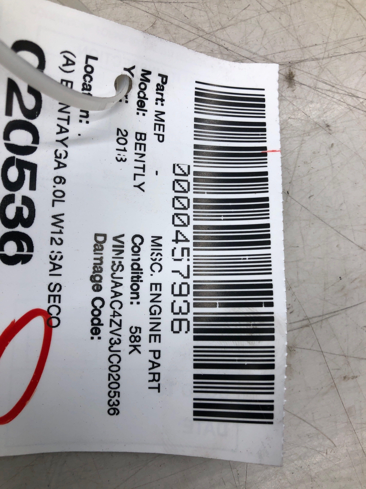 2016-2020 BENTLEY BENTAYGA (A) SECONDARY AIR INJECTION CONTROL VALVE 079131101AH