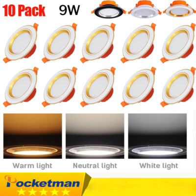 4/10 Pcs LED Downlight 9W LED Einbauleuchte Spot Lampe 3 Farben 220V